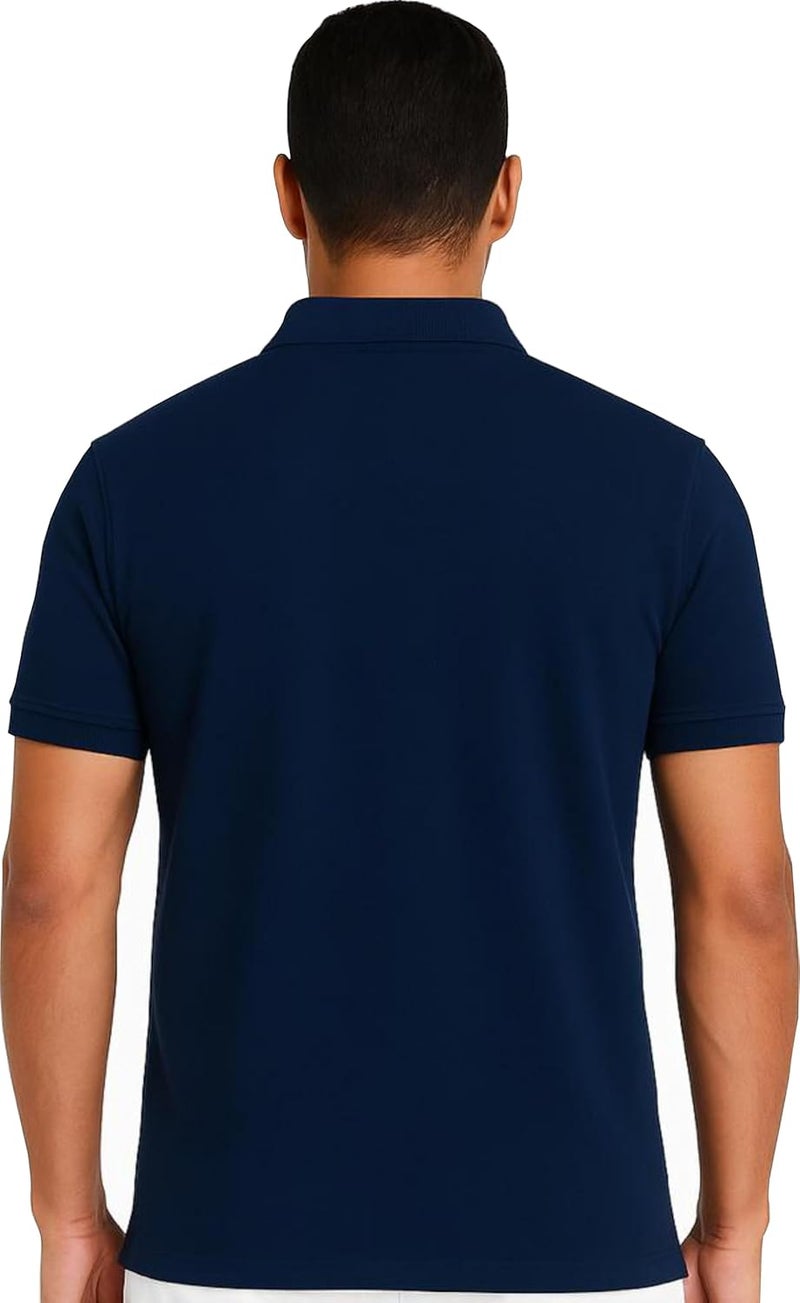 Jonex Men's Knit Polo Shirt - Navy Blue, Short Sleeve, Regular Fit - Image 2
